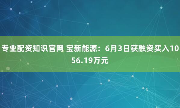 专业配资知识官网 宝新能源：6月3日获融资买入1056.19万元